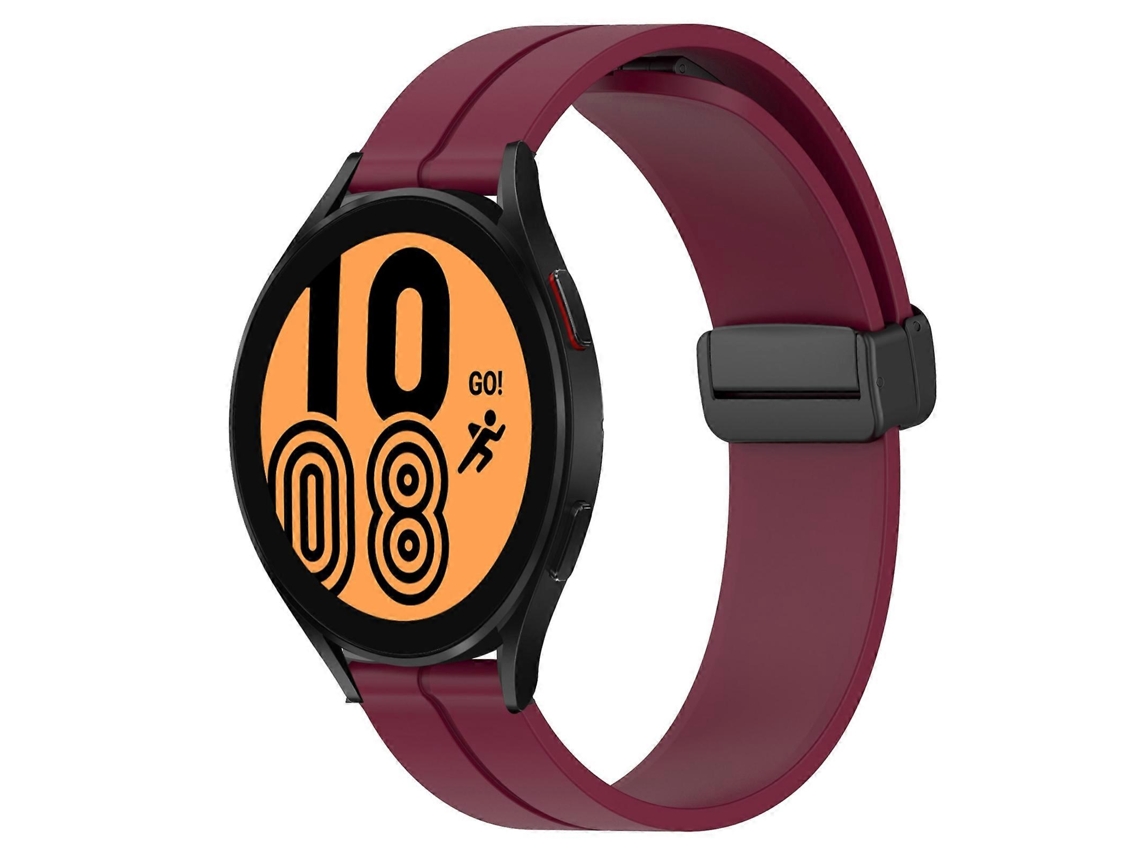Pulseira De Silicone Com Fecho Magnético, Cor Sólida, Para Samsung Galaxy Watch4 (44 Mm X 20 Mm).