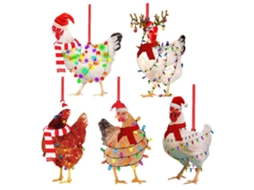Laxiscreed Cachecol De Natal Com Pendente De Galinha Para Decoração Festiva Interior E Exterior