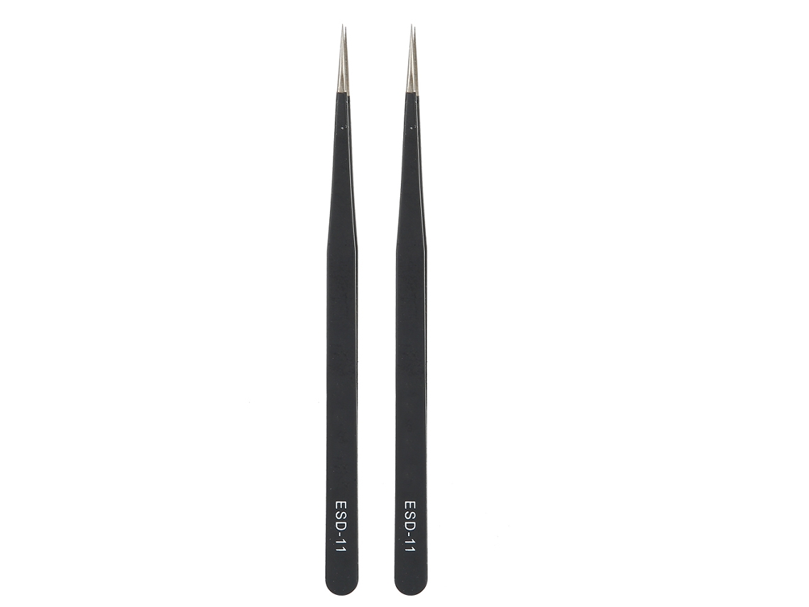 2pcs Pinças Esd-11 Anti-estática Aço Inox Retas Ferramentas
