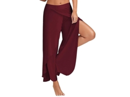 2026 pantalones Harem Palazzo para Mulher Plus Size, Pantalones Amplos de Yoga com Recorte, Soltos e Fluentes 4xl Vinho Tinto