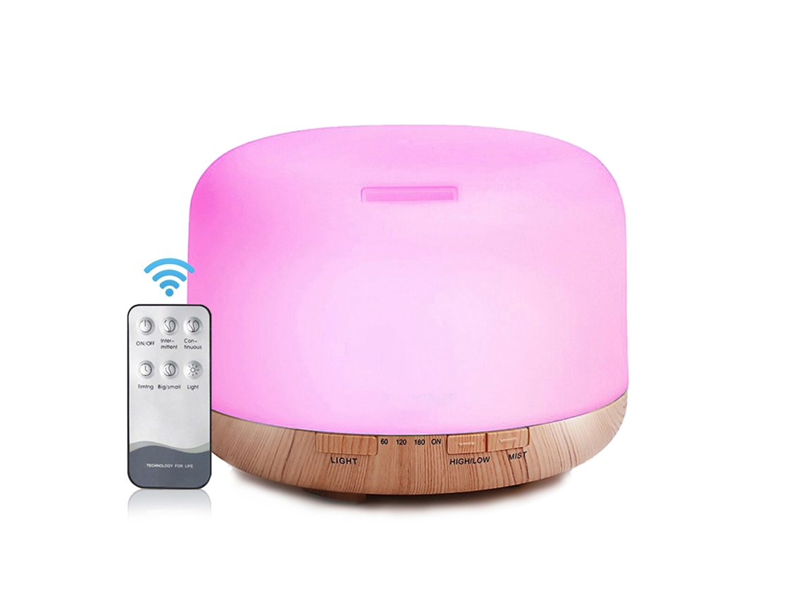 Laxiscreed Purificador De Ar Ultrassônico Com Aromaterapia, Luz De 7 Cores, 500ml E Controle Remoto
