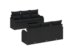 Conjunto 7 Móveis De Jardim Vidaxl Preto Vime Pe (55 X 55 X 37 Cm)