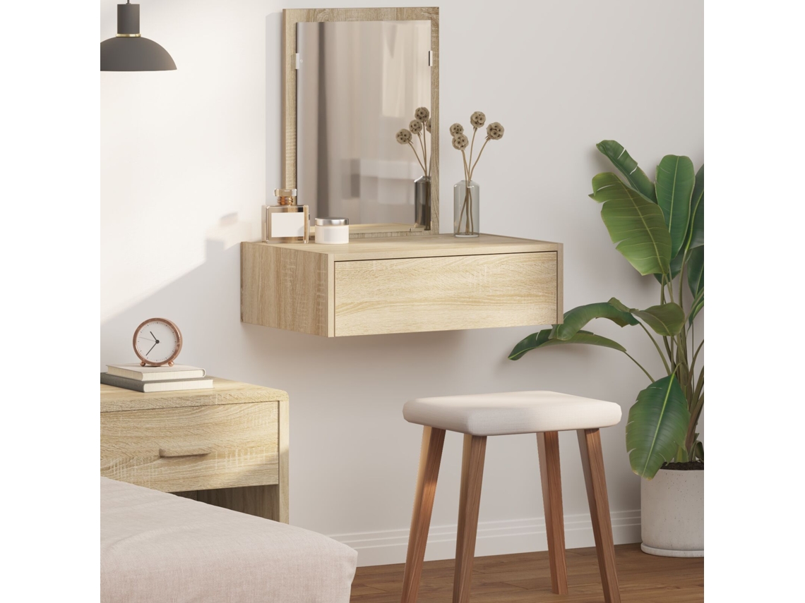 Mesa De Maquiagem Suspensa Carvalho Sonoma 60x40x70 Cm Lovely Home