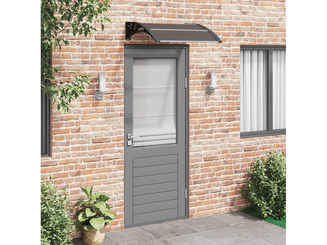 Vidaxl Cobertura De Porta Preta 80x75 Cm Policarbonato