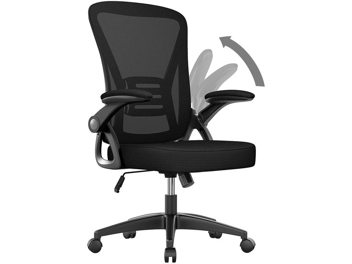 Cadeira de Escritório RACINGREAT com Assento Ergonómico - Almofada espuma alta resiliência (Braços Reguláveis - Preto)