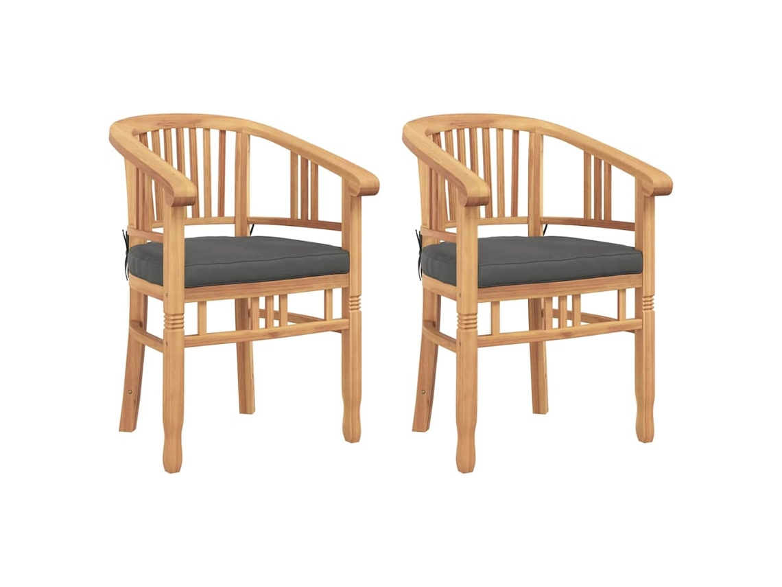 Conjunto 2 Cadeira De Jardim Vidaxl Castanho Madeira De Teca Maciça (63 X 58 X 89 Cm)