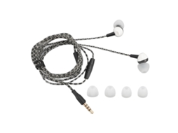 Fones Intrauditivos com Cabo, Microfone, Conector 3,5mm, Cancelamento de Ruído, Estéreo, Branco | S/MARCA