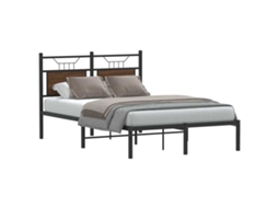 Vidaxl Estrutura Cama S/ Colchão Derivados Madeira Carvalho Castanho
