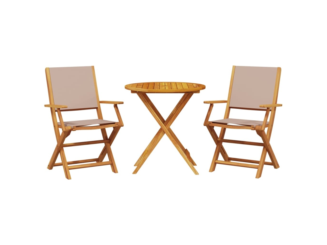Conjunto de 3 Pcs de Bistrô em Tecido e Madeira Maciça Cinza acastanhado MAISON EXCLUSIVE