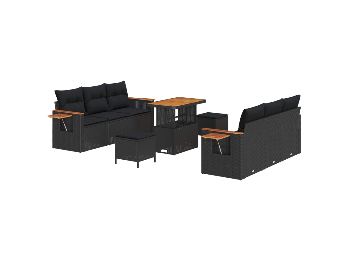 Maison Exclusive - Conjunto De Sofá De Jardim Com Almofada 11 Pcs Preto Vime Pe