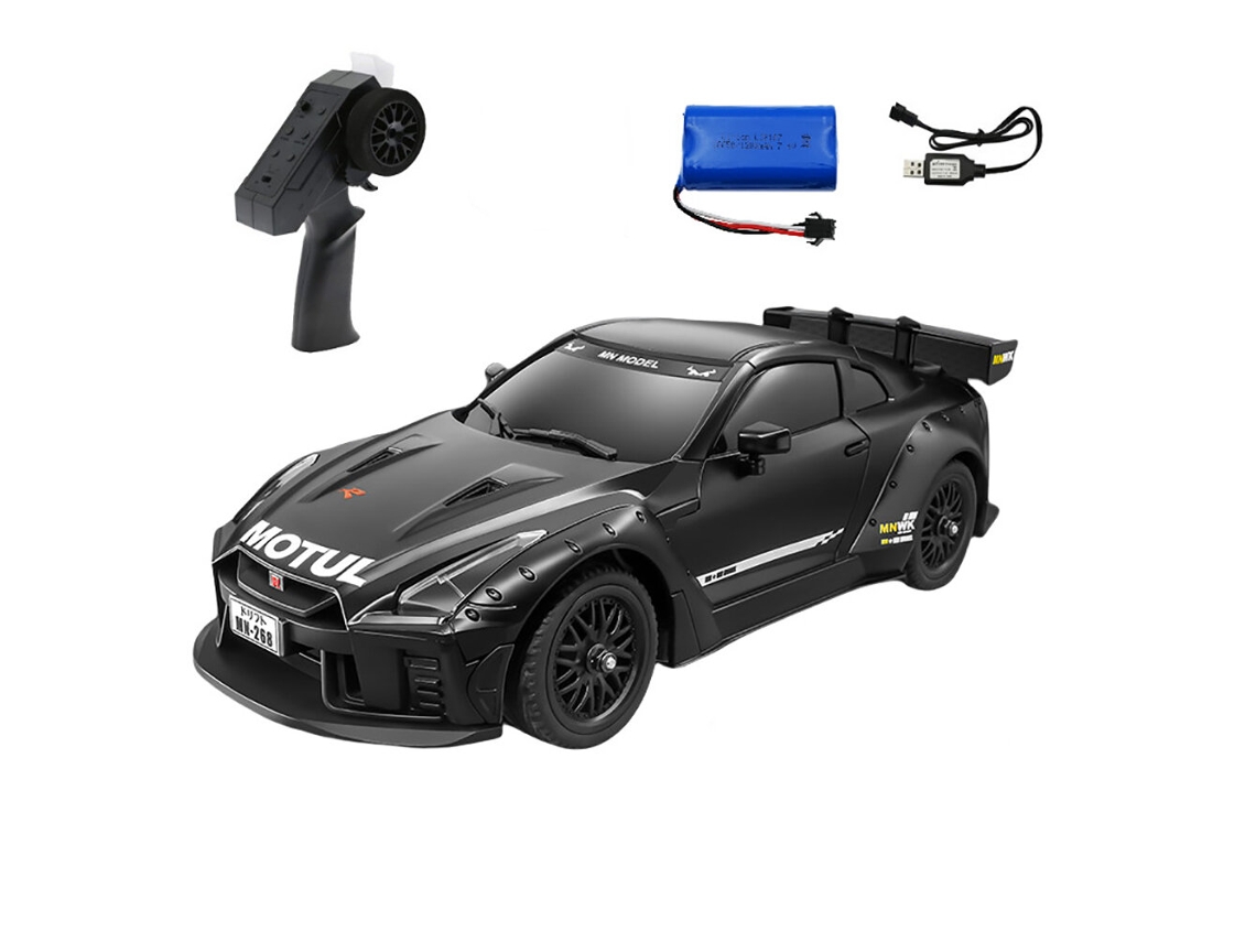 Silver One Batteriesmnr/c 268 1/16 2.4g 2wd Rtr Mini Gtr R35 Drift Rc Car À Escala Real com Giroscópio, Duas Velocidades e Luzes Led. MDUG