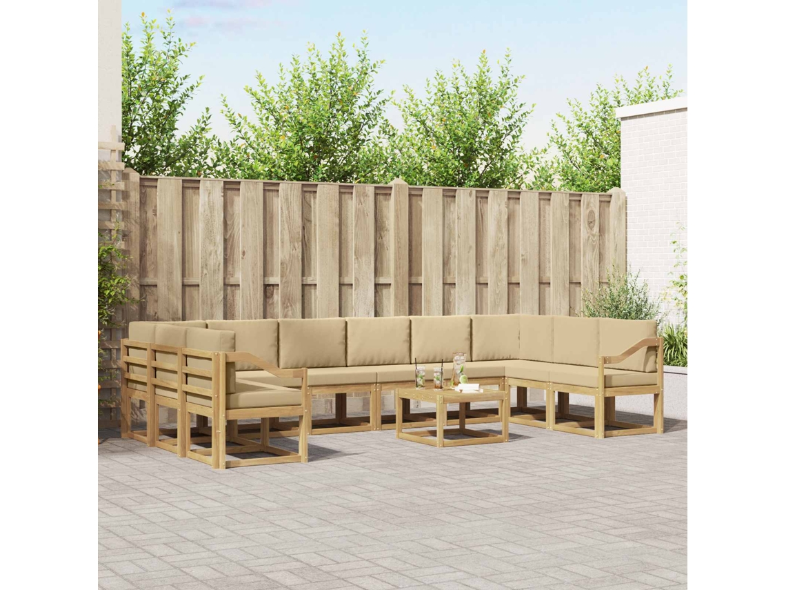 Vidaxl Conjunto De Sofás Para Exterior 11 Unid. Branco E Bege