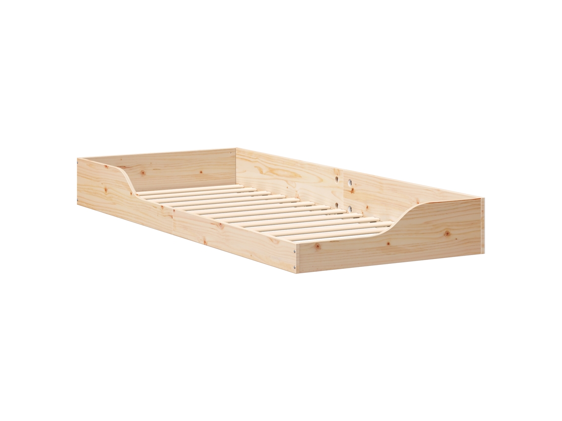 Conjunto 1 Cama De Plataforma Vidaxl Bege Madeira De Pinho Maciça (100 X 220 Cm)