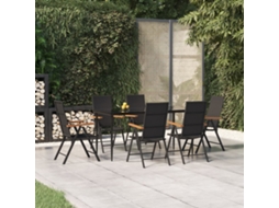Vidaxl 7 Pcs Conjunto De Jantar Para Jardim Vime Pe Castanho