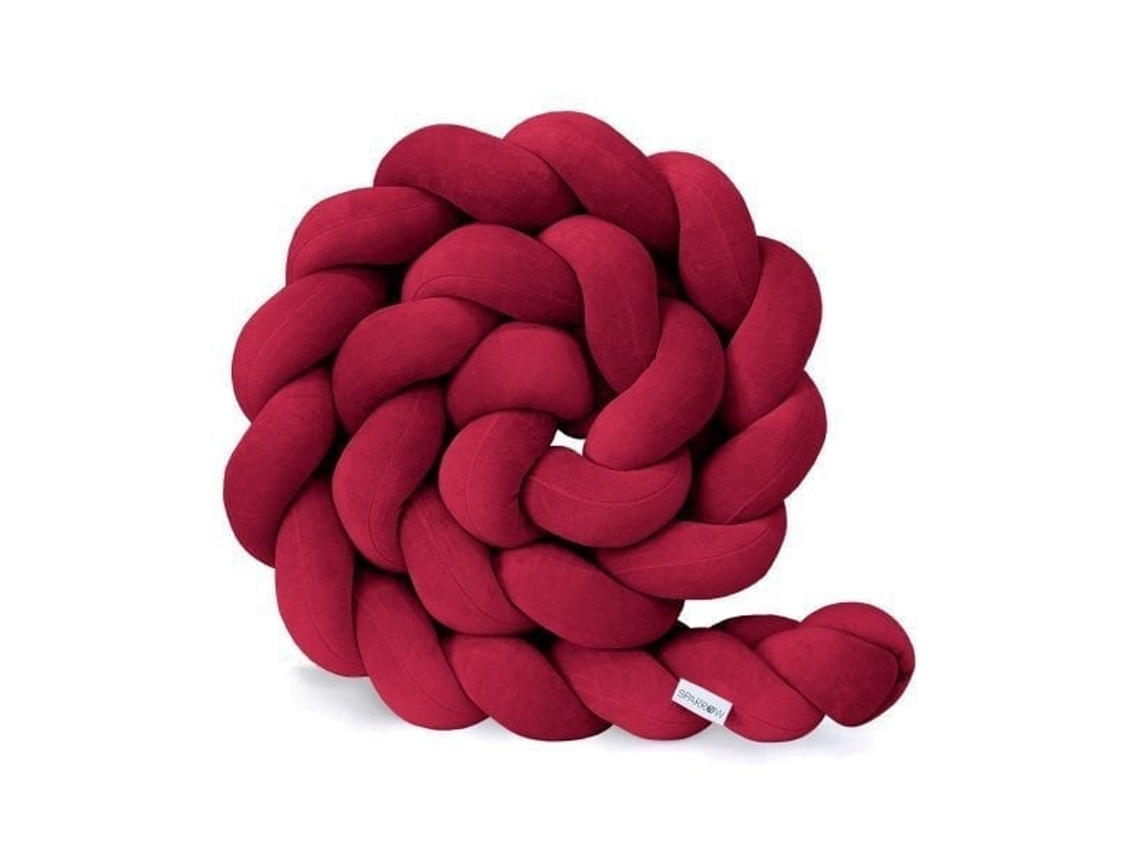 Almofada de Proteção para Cerca de Berço, Pelúcia Macia Anticolisão, 150cm. Vermelho Escuro