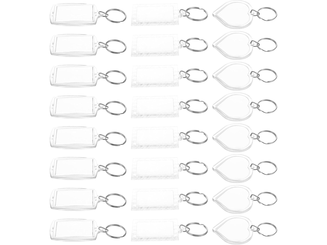 De 60 Chaveiros De Acrílico Transparente Com Fotos, Molduras Retangulares Em Formato De Coração.