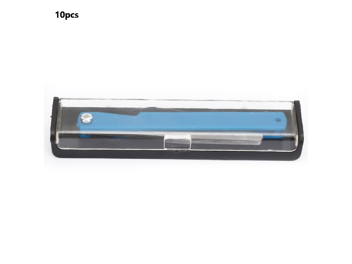 Conjunto de 10 medidores de folga de 100 mm com 14 lâminas métricas para medição de espessura de 0,05 a 1 mm em aço inoxidável.
