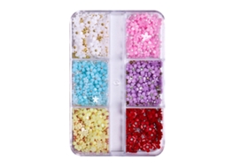 EIOORORRIY Caixa De Nail Art Com Pérolas Douradas E Prateadas E Pétalas De Primavera Para Decoração De Unhas Diy