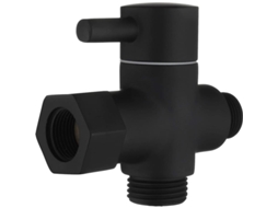 Válvula Divertida De Latão 3 Vias Com Adaptador 3/8-12/17 Para Linha De Água Do Banheiro Preta