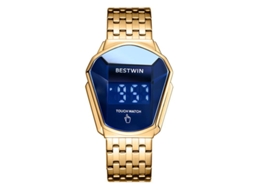 Relógio Masculino Touch MDUG (pulseira de Aço Dourada e Azul)
