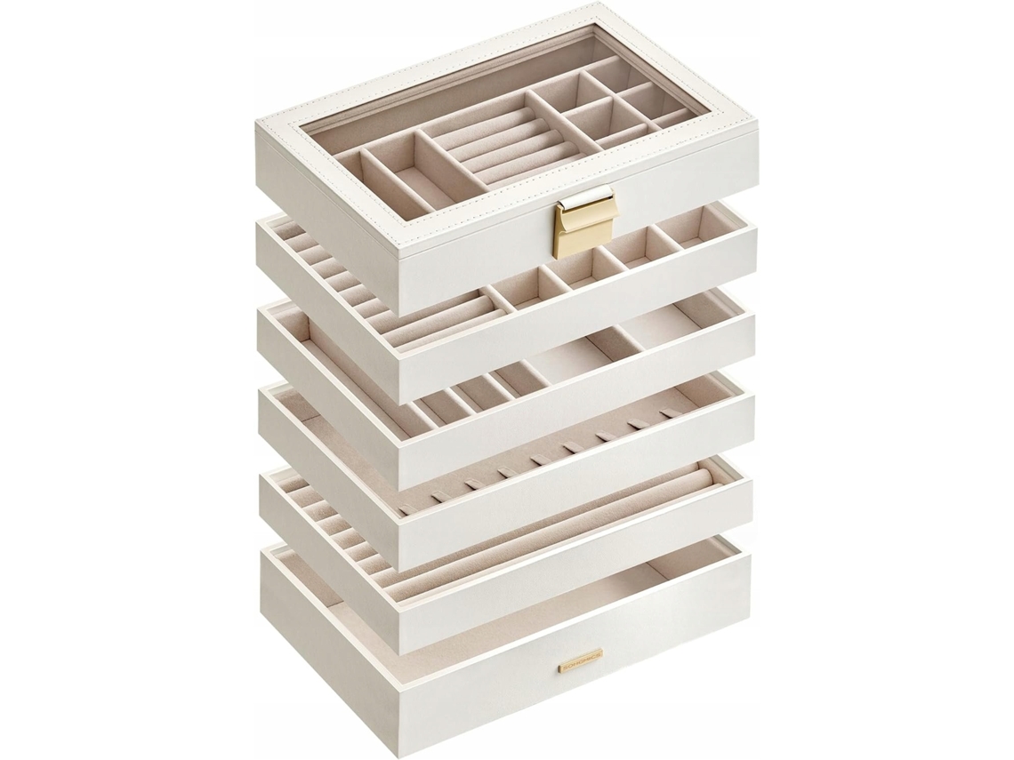 Caixa De Jóias 6 Nível Branco 17x28x25 3cm Organizador