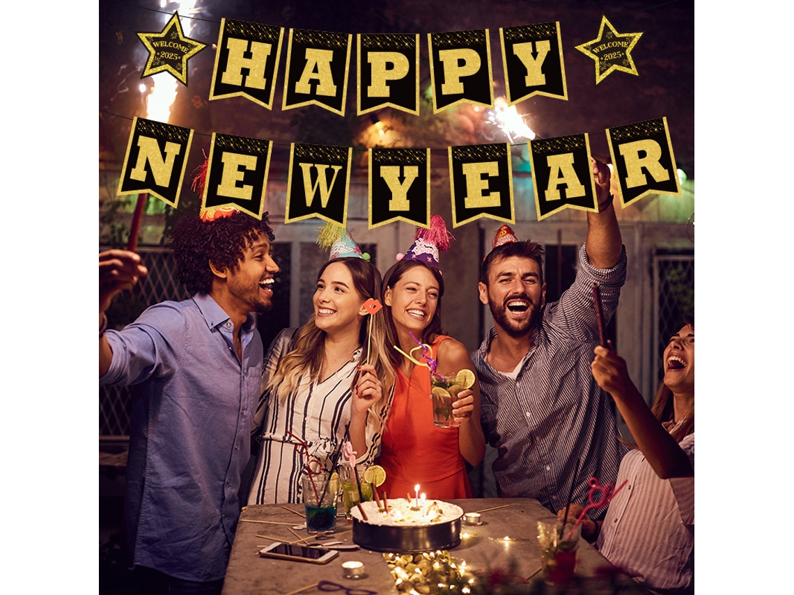 Decorações de Ano Novo com Redemoinho Pendurado e Decorações de Feliz Ano Novo BRILVIBERA