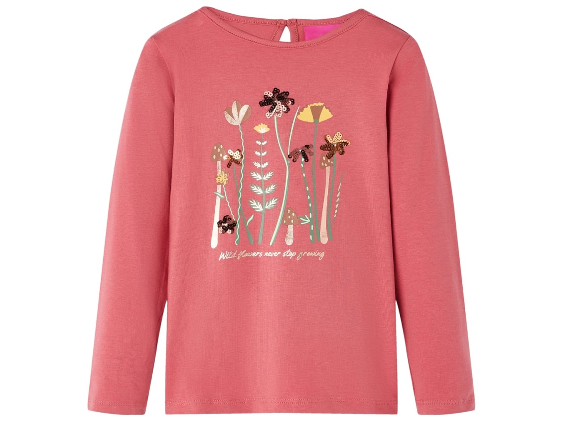 T-shirt De Manga Comprida Para Criança Rosa-velho 128
