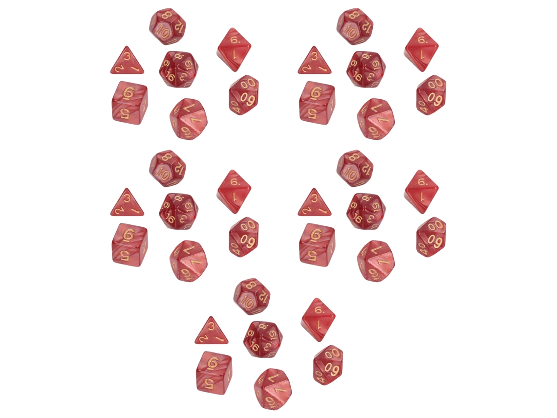 Set Business de Dados de Pérola com Números Dourados, Vermelho Escuro, para Jogos e Materiais Escolares, 5 Conjuntos