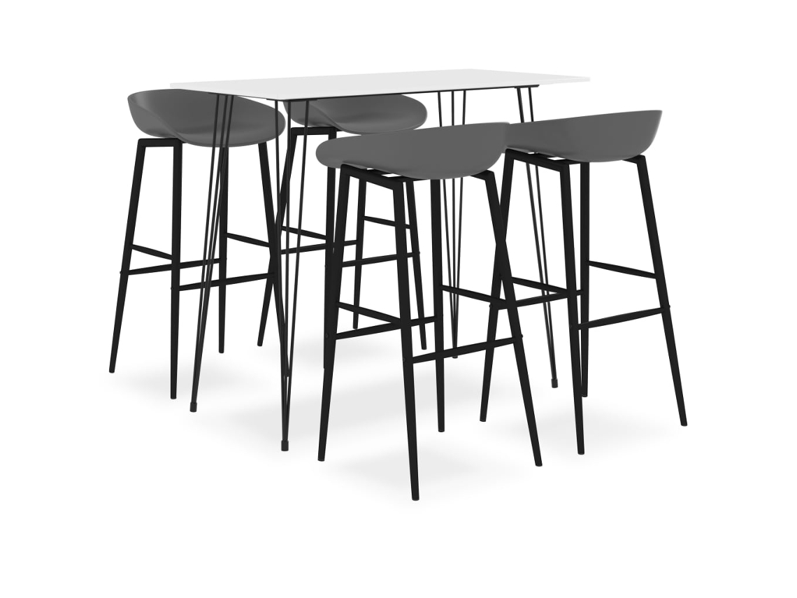 Vidaxl 5 Pcs Conjunto De Bar Branco E Cinzento