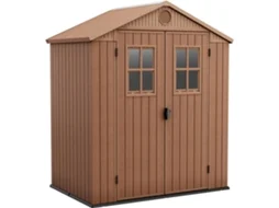 KETER Casa de Jardim Darwin 6x4 ao ar livre abrigo de armazenamento exterior organização aço metal resina efeito madeira 190x122x221 WxDxH cm