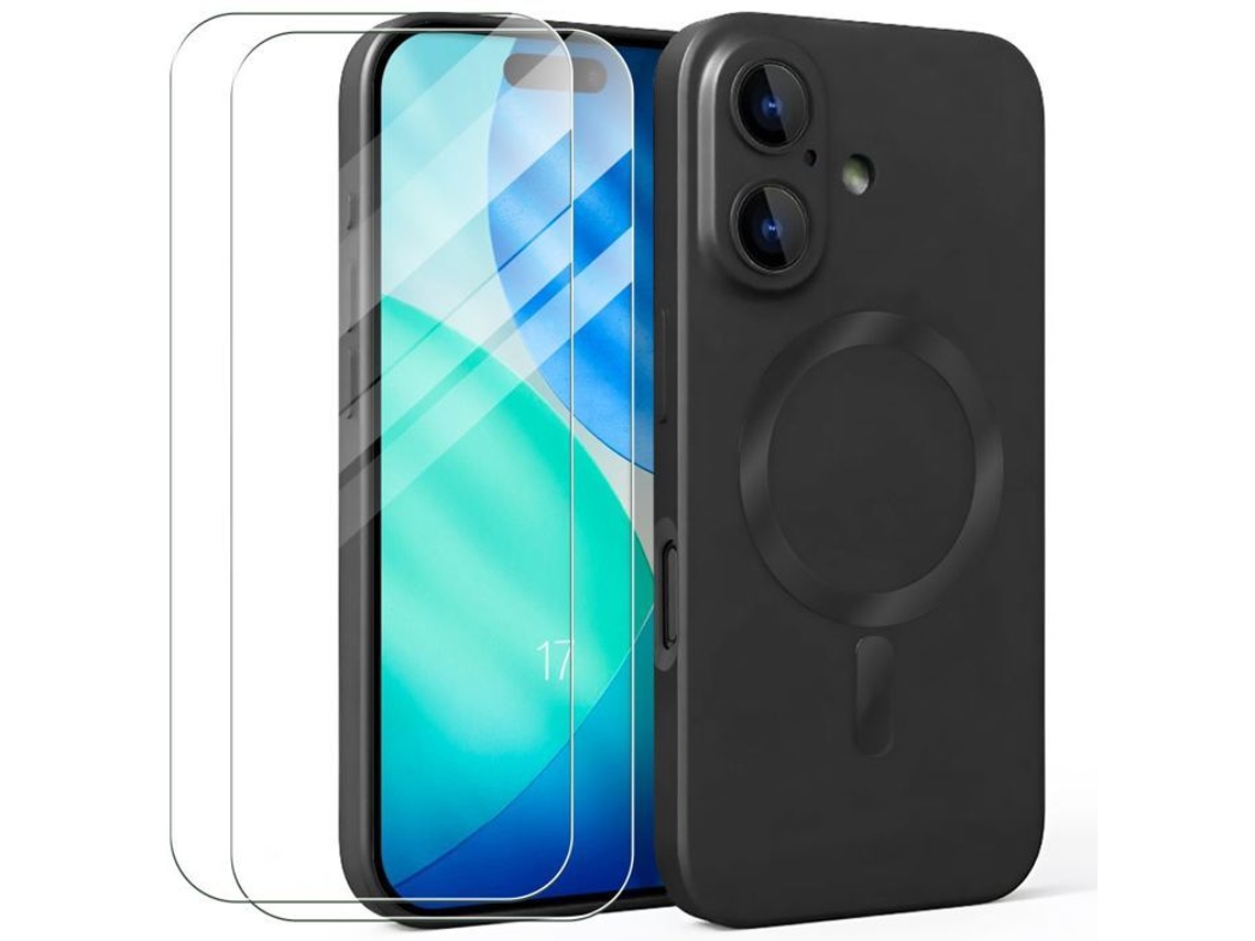 Capa Protetora - E.f.connection - Para Iphone 17 - Com Círculo Magnético Preto - 2 Películas De Vidro Temperado