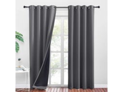 Cortina Blackout cinza Heibeni – Modelo Com Ilhós 140 Cm X 220 Cm (conjunto De 2)