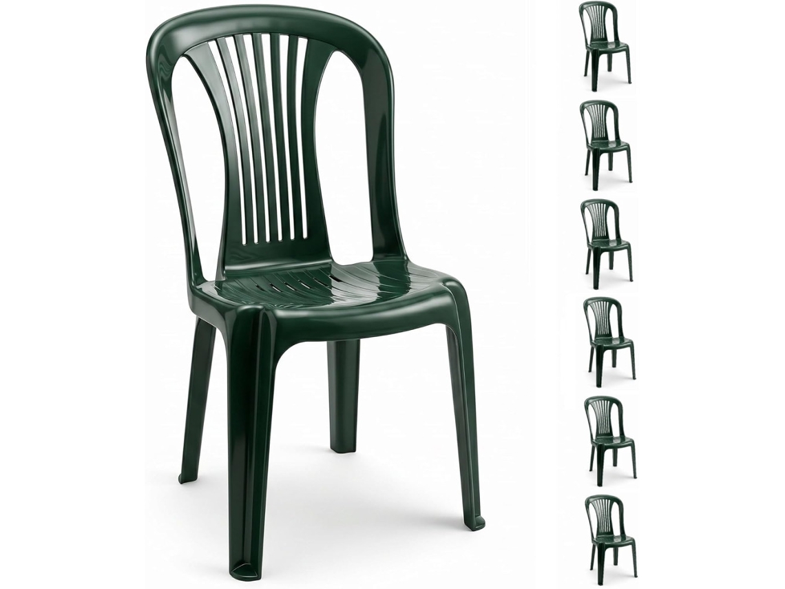 Conjunto de 6 Sillas Plásticas para Comedor COSHANO (verde)