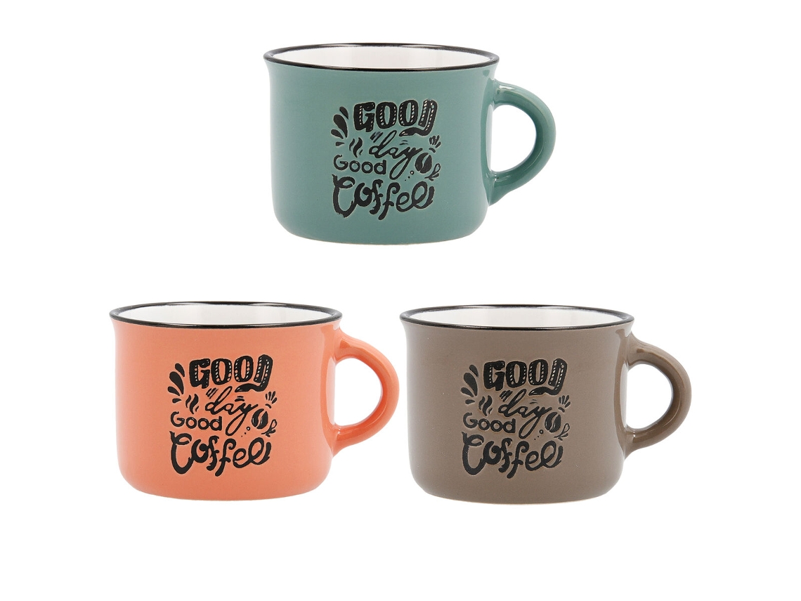 Conjunto de Chávenas QUID Frappe Deco 6 Unidades Cerâmica Multicolor 80 ml