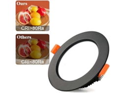 Rebe foco Empotrado Led Negro Ultraplano, 5 Unidades 7w 700lm, Ip44, Branco Quente 6000k, Ac 220 240v, Corte 80 90mm, Redondo Delgado