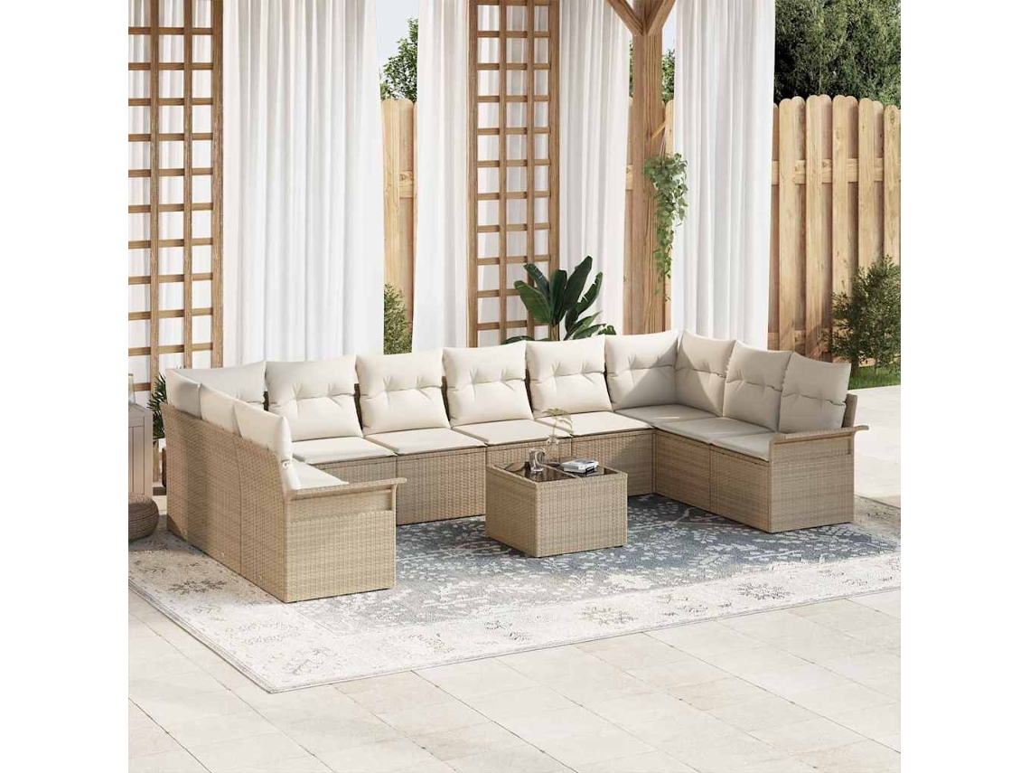 Vidaxl Conjunto De Sofá De Jardim 11 Unid. Castanho Vime Pe