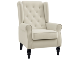Poltrona de Descanso S/MARCA com apoio de cabeça, pernas de madeira, carga 160 kg (bege, 80x85x100 cm)
