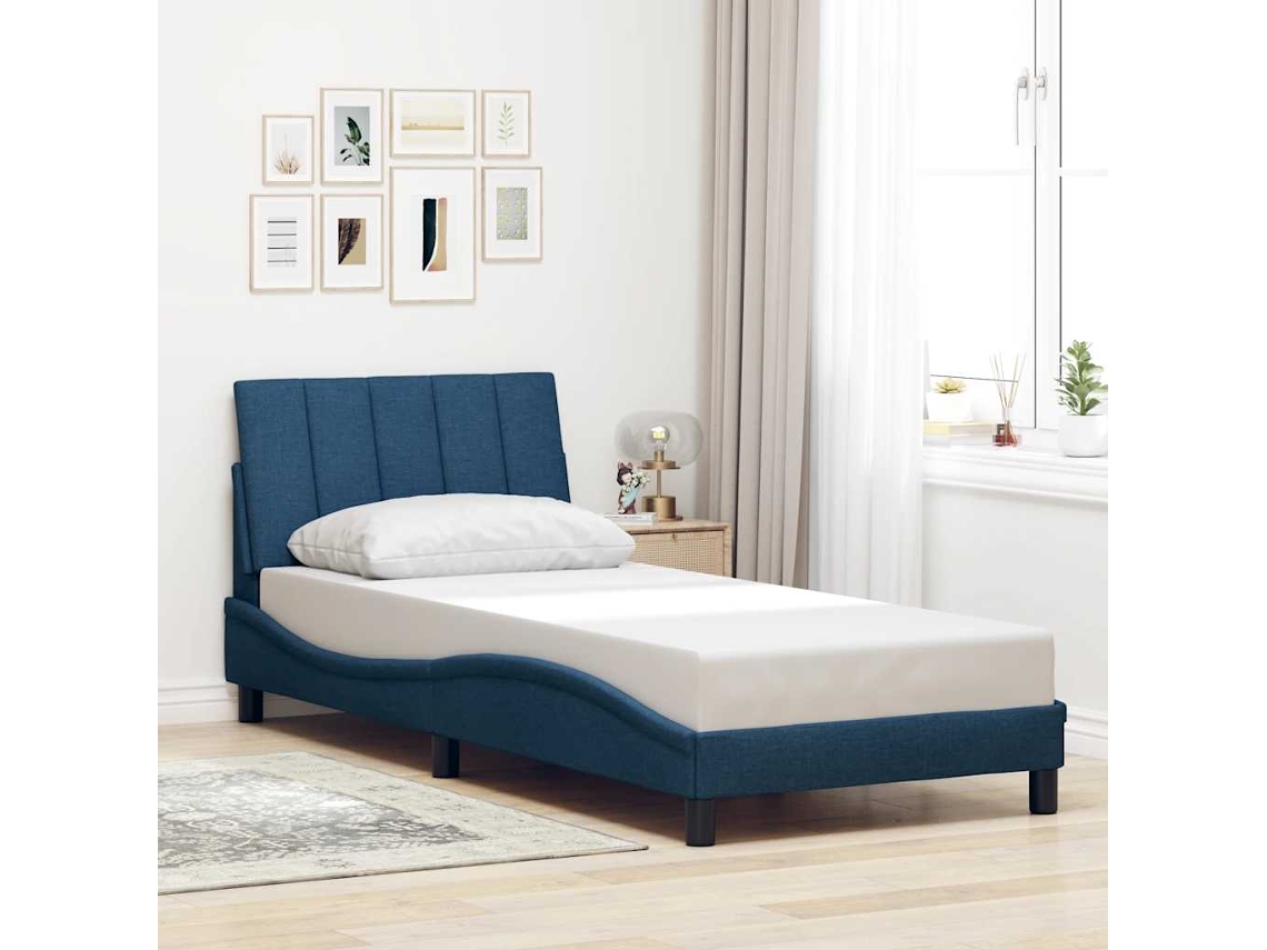 Vidaxl Estrutura De Cama Sem Colchão Hanko 90x200 Cm Tecido Azul