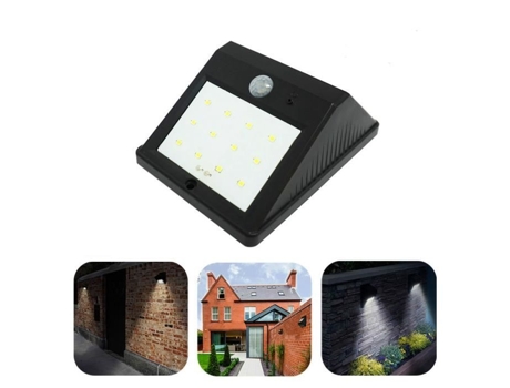 Aplique De Parede Gaohou 12 Led Energia Solar Impermeável Detetor De Movimento