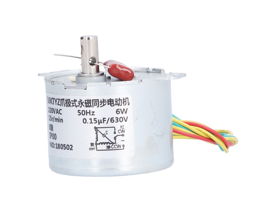 Motor Sincrônico 15rpm Com Redutor Micro, Capacitor E Engrenagem, Ca220v, Cobre