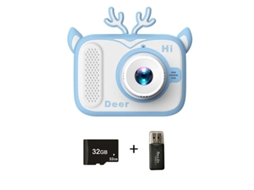 Câmera infantil Yizhood com câmeras duplas frontal e traseira HD 2000 WE 32G (Blue Deer)