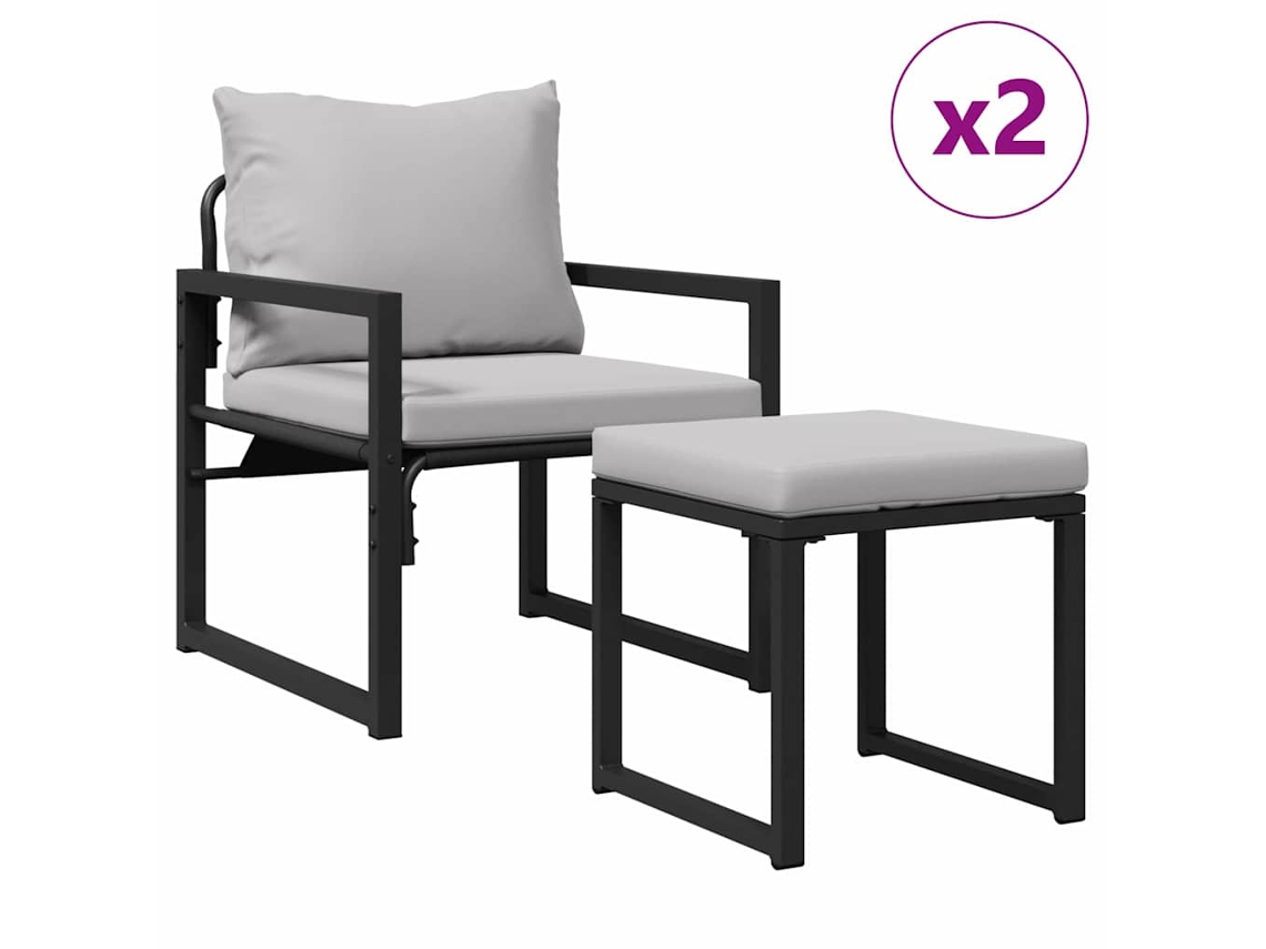 Maison Exclusive - Móveis De Jardim Com Almofada 4 Pcs Cinzento-claro Poliéster