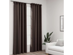 Vidaxl Cortinas Opacas Asp. Linho + Ganchos 2pcs 140x225cm Cinza-acas.