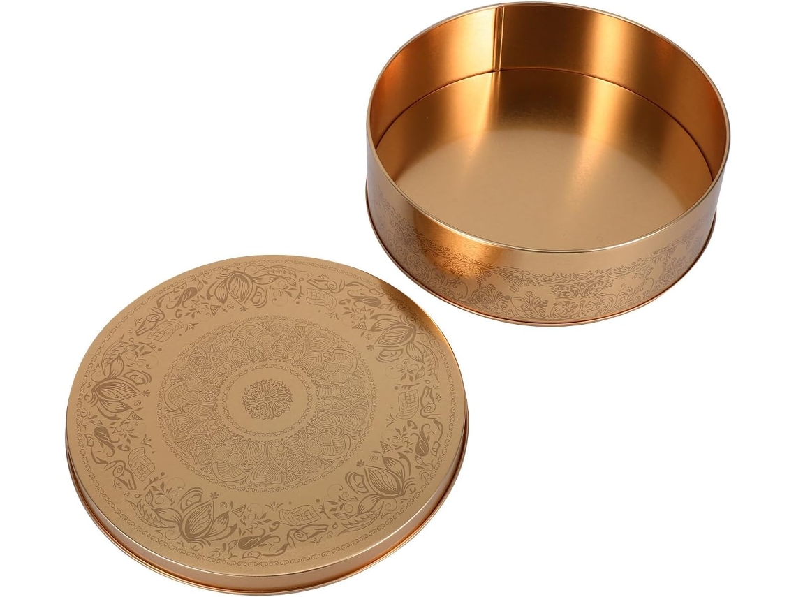 Lata Decorativa Redonda Genérica Para Bolos E Doces, Leve E Compacta, Ideal Para Armazenar Em Festas E Comemorações