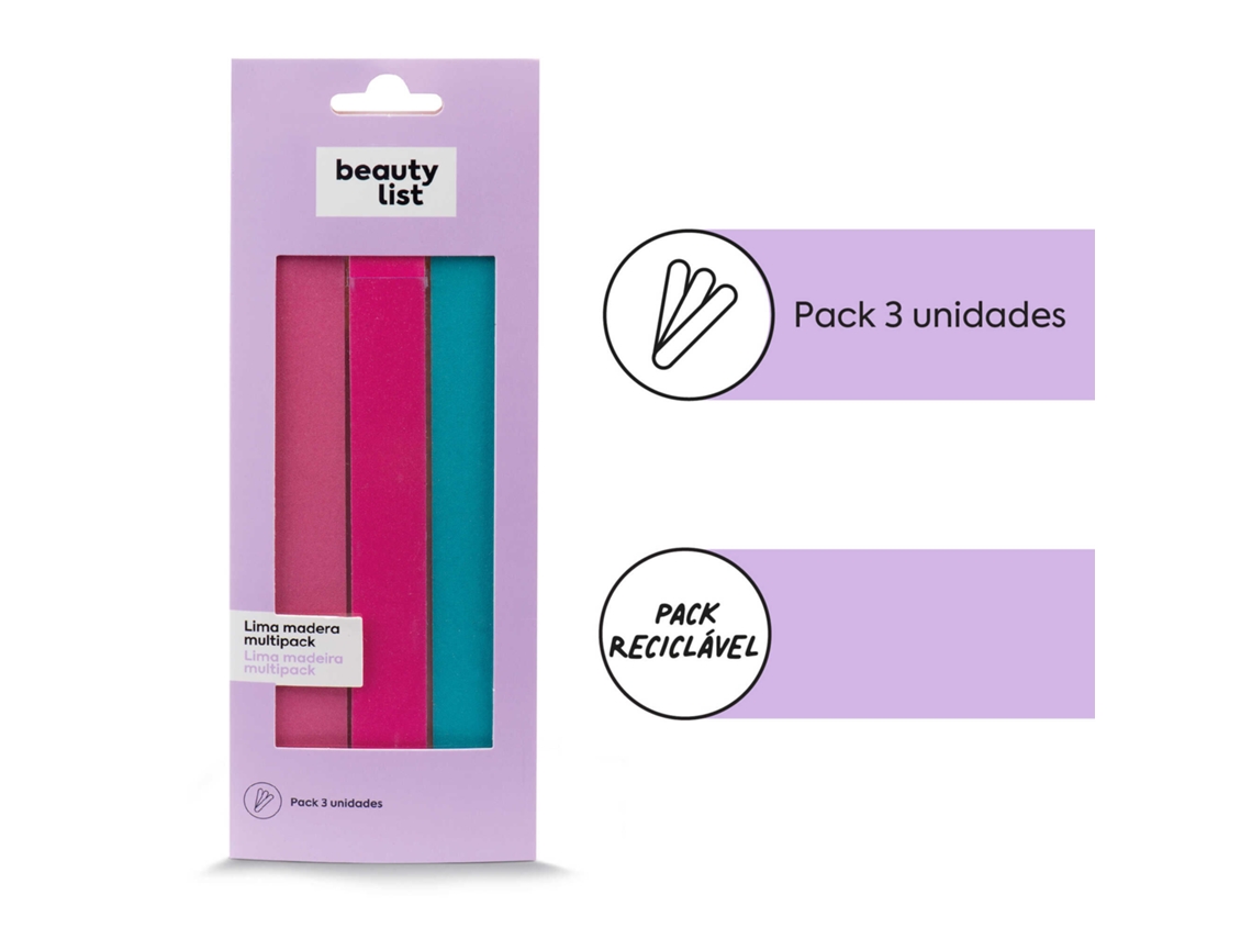 Kit de Limas de Unhas em Madeira Multicor 2 BEAUTY LIST