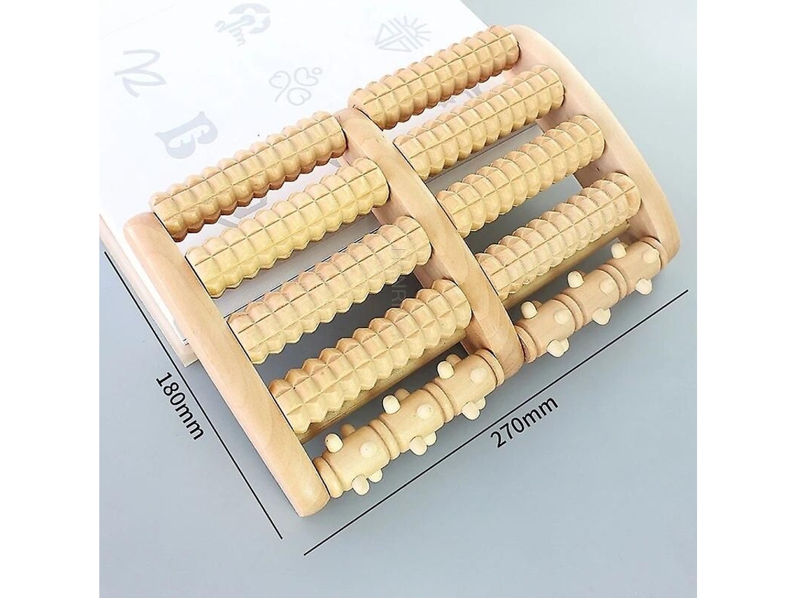 Massageador De Pés Madeira Com Cinco Fileiras, Grande, Estimulante Para Os Pés, Pomada Fascite P Lantar, Reflexologia Rolo.