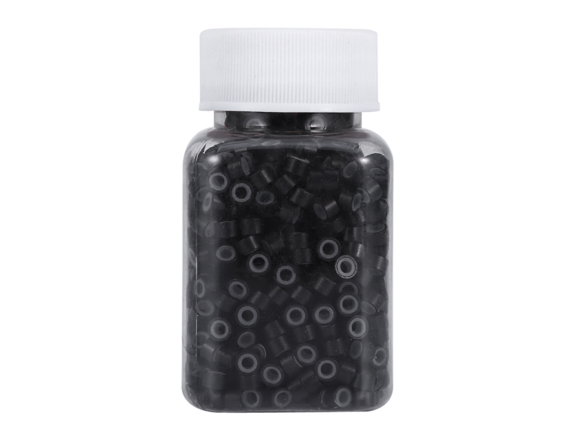 Anéis De Extensão De Cabelo Com Microfibra Silicone 1000 Unidades Garrafa Rnemitery (preto)