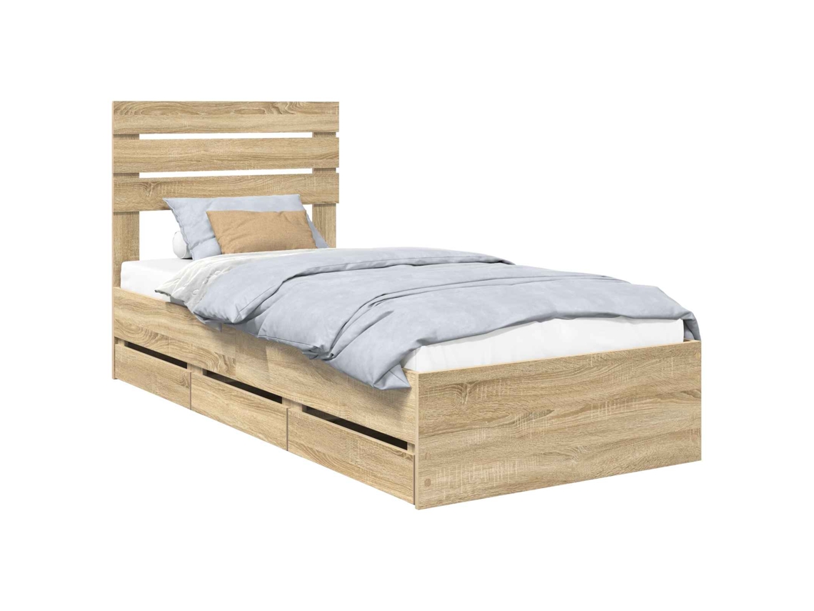 Conjunto 1 Estrutura Da Cama Vidaxl Castanho Derivados De Madeira (100 X 200 Cm)