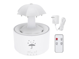 Umidificador Gotas de Chuva Difusor de Óleo Essencial com Luzes Led e Controle Remoto Branco