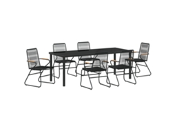 Conjunto 7 Conjunto De Jantar Para Jardim Vidaxl Preto Pvc (200 X 80 X 73 Cm)